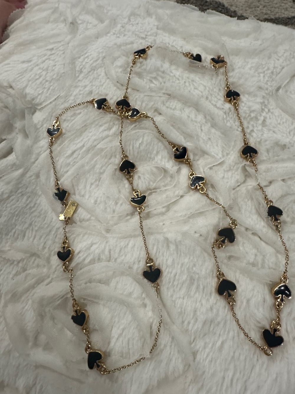 kate spade Gold-Tone Long Necklace with Black Spade ♠️ Motifs 36”